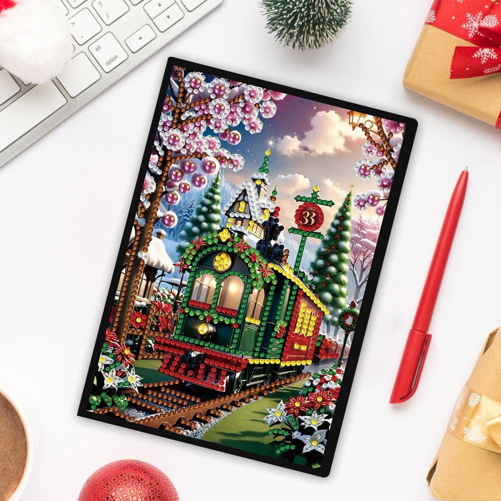 Diamond Art Kits for Adults Teens, Diamond Painting Journals Notebooks with 4 Bookmarks, DIY Crafts Kit for Adult Women, Birthday Christmas Winter Gifts for Girls and Boys