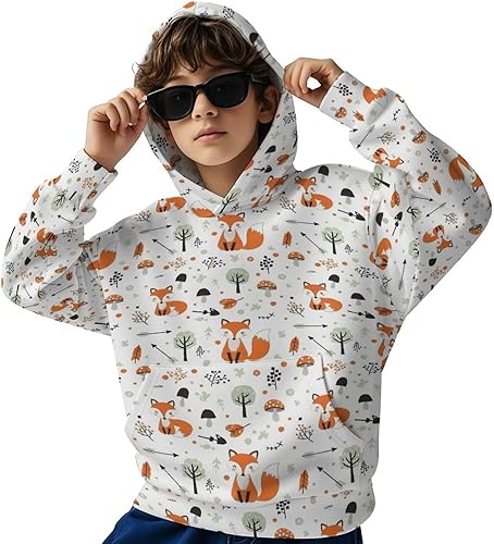 Teens Soft Printed Pullover Sports Hoodies with Pocket and Hooded Sweatshirt(Pattern (157),12-14 Years)