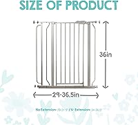 Vista 2 de Regalo Puerta de seguridad para bebés extra alta de 36 pulgadas para puertas y parte inferior de escaleras, puerta de bebé montada a presión