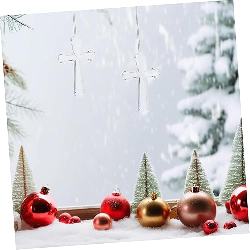 Miniatura 6 de Operitacx Adorno de cruz pequeña, decoración única para colgar en el árbol de Navidad, diseño elegante y delicado para el hogar y decoración