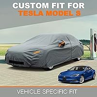 Vista 6 de Kayme Funda de Coche de Servicio Pesado Impermeable para Todo Tipo de Clima, Ajuste Personalizado para Tesla Model S, Cubierta Exterior Completa