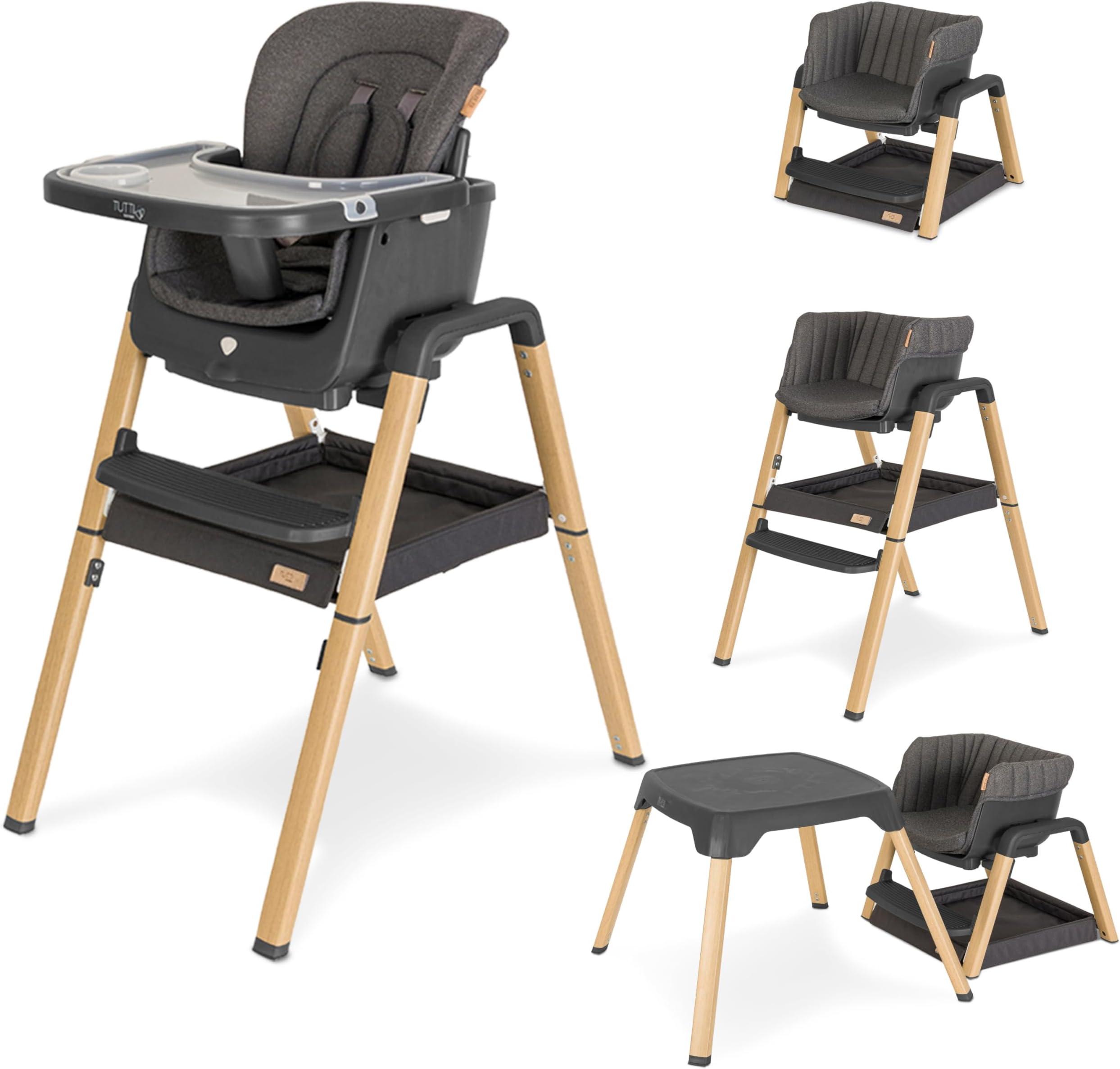 Nova Highchair - 7-in-1 Portable High Chair, Baby Chair with Feeding Tray, Washable Seating & Travel Bag, Folding High Chairs for Babies and Toddlers from 6+ Months (Grey/Oak)