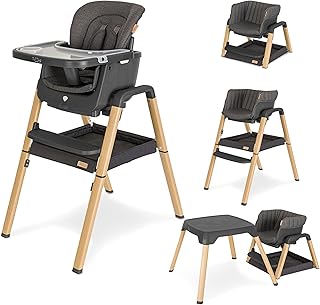 Tutti Bambini Nova Highchair - 7-in-1 Portable High Chair, Baby Chair with Feeding Tray, Washable Seating & Travel Bag, Folding High Chairs for Babies and Toddlers from 6+ Months (Grey/Oak)