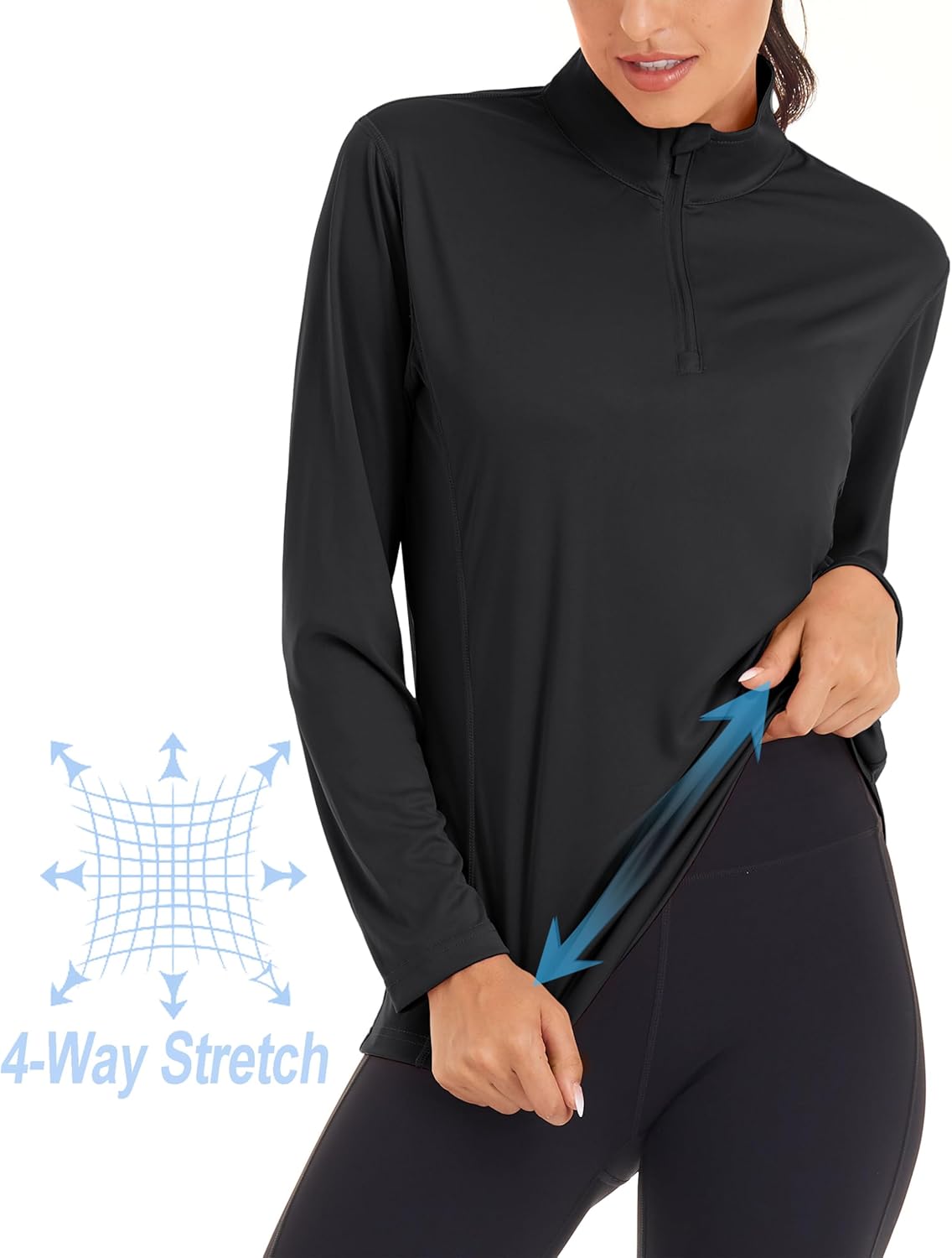 MAGCOMSEN Women's Shirts Long Sleeve 1/4 Zip UPF50+ UV Sun Protection Quick Dry Workout Hiking Athletic Shirts Rash Guard - Image 4