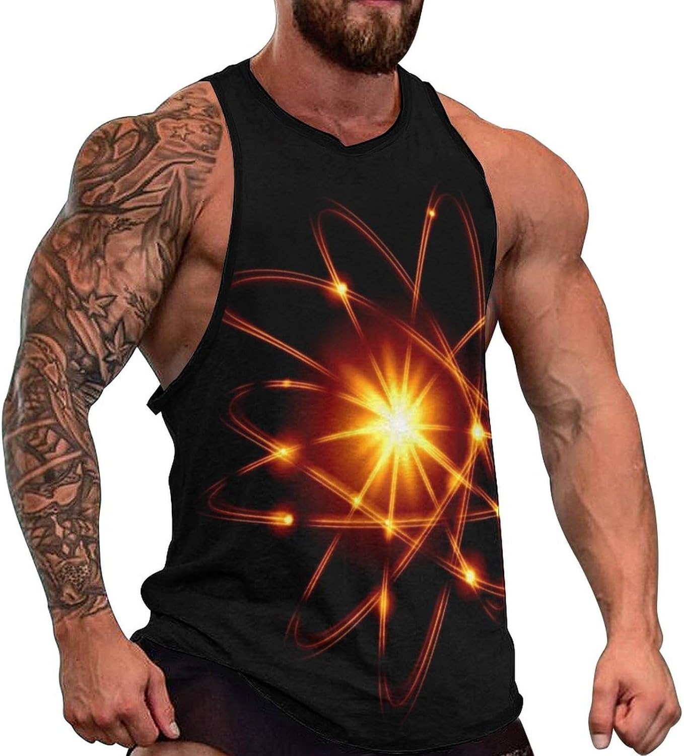 Science Atom Mens Tank Tops Sleeveless Muscle Shirts Beach Casual Gym Shirt Vest Tee Tops