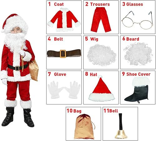 Miniatura 2 de ELFJOY Disfraz de Papá Noel para niños, disfraz de Halloween, juego de 11 unidades