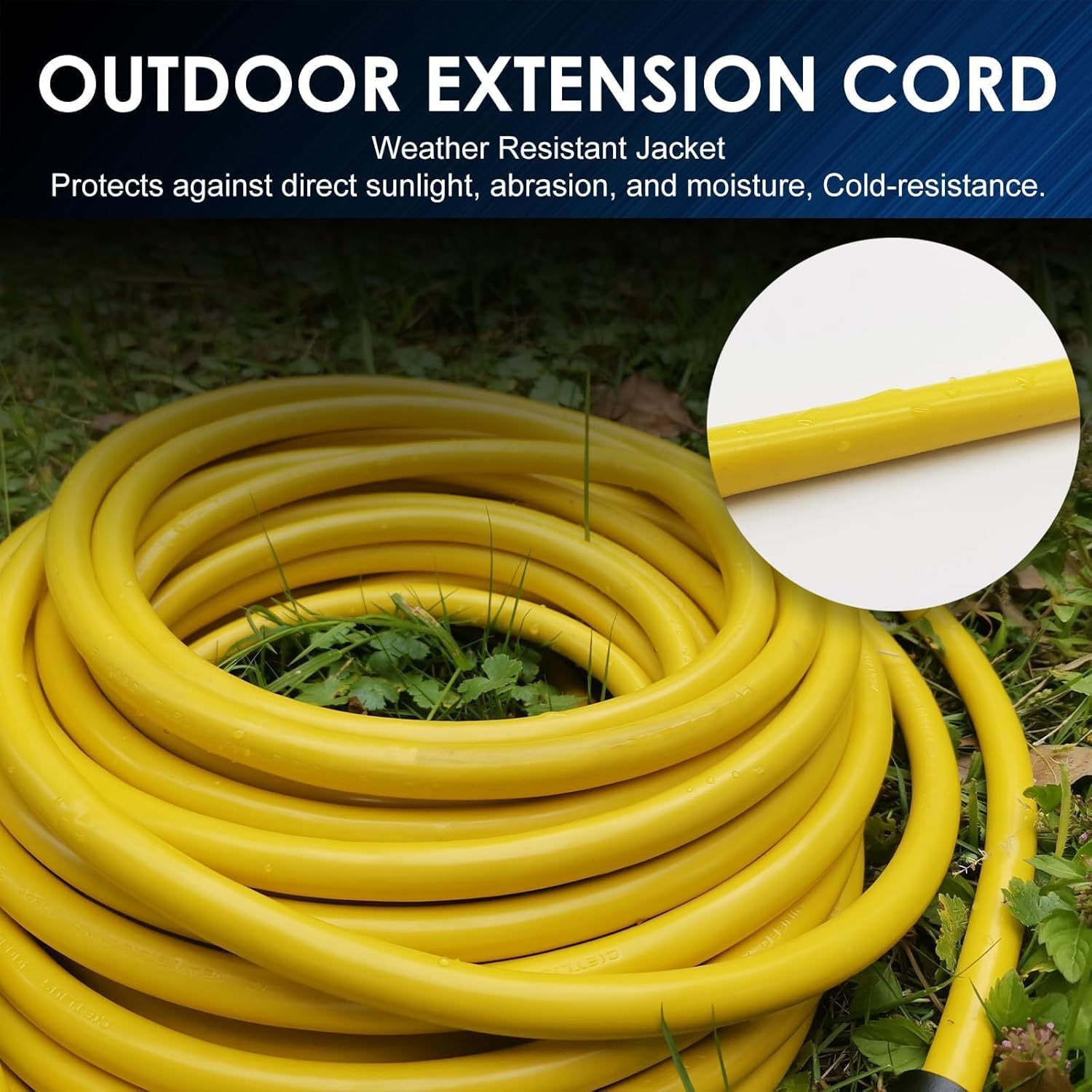 NEMA 6-20 Extension Cord 6-20P to 6-20R for Tesla Mobile EV Level 2 Charging Heavy Duty 250 Volts 20 amp 50FT ETL Listed