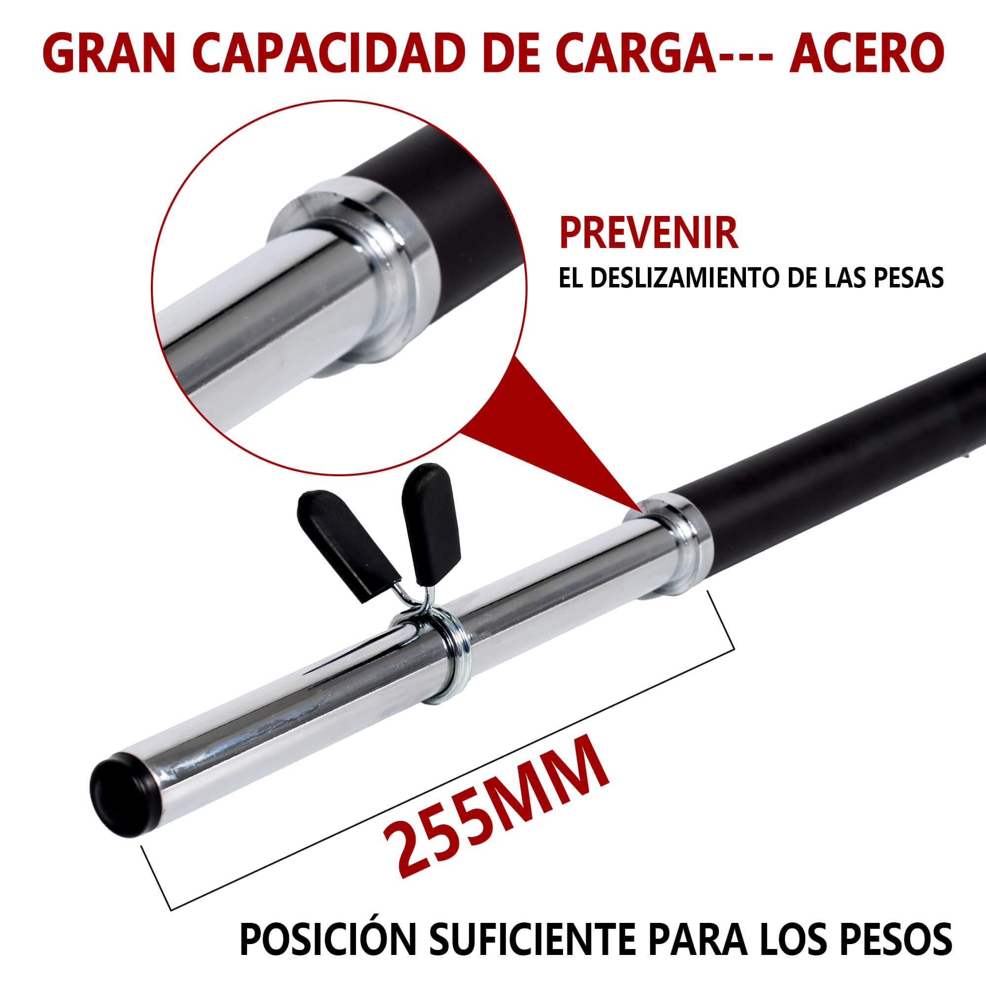 Barra de Pesas, Barra Recta Desmontable Ø25mm 140cm, Acero Resistente, 2 Cierres para Mancuernas, Espuma Antideslizante, Barra Olimpica para Fitness Gimnasio en Casa