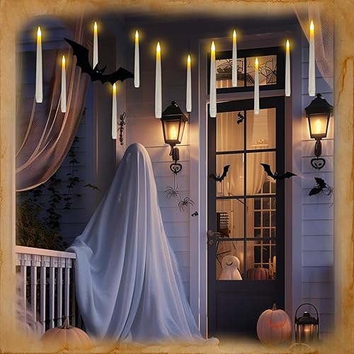 Miniatura 5 de Homemory 20 velas flotantes con control remoto de varita, vela mágica colgante con temporizador, velas flotantes de luz cálida parpadeante para