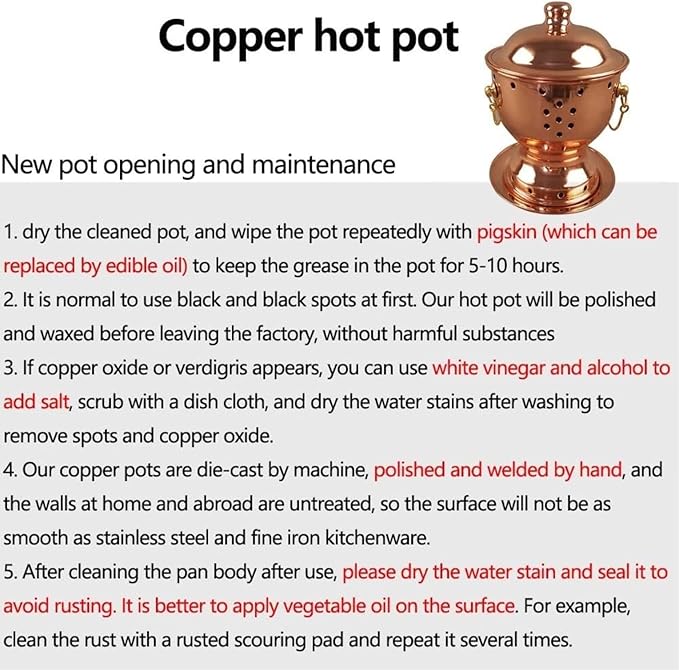 Olla Hot Pot de Cobre con Calentador de Alcohol XDMINGY 16x16 cm miniatura 8