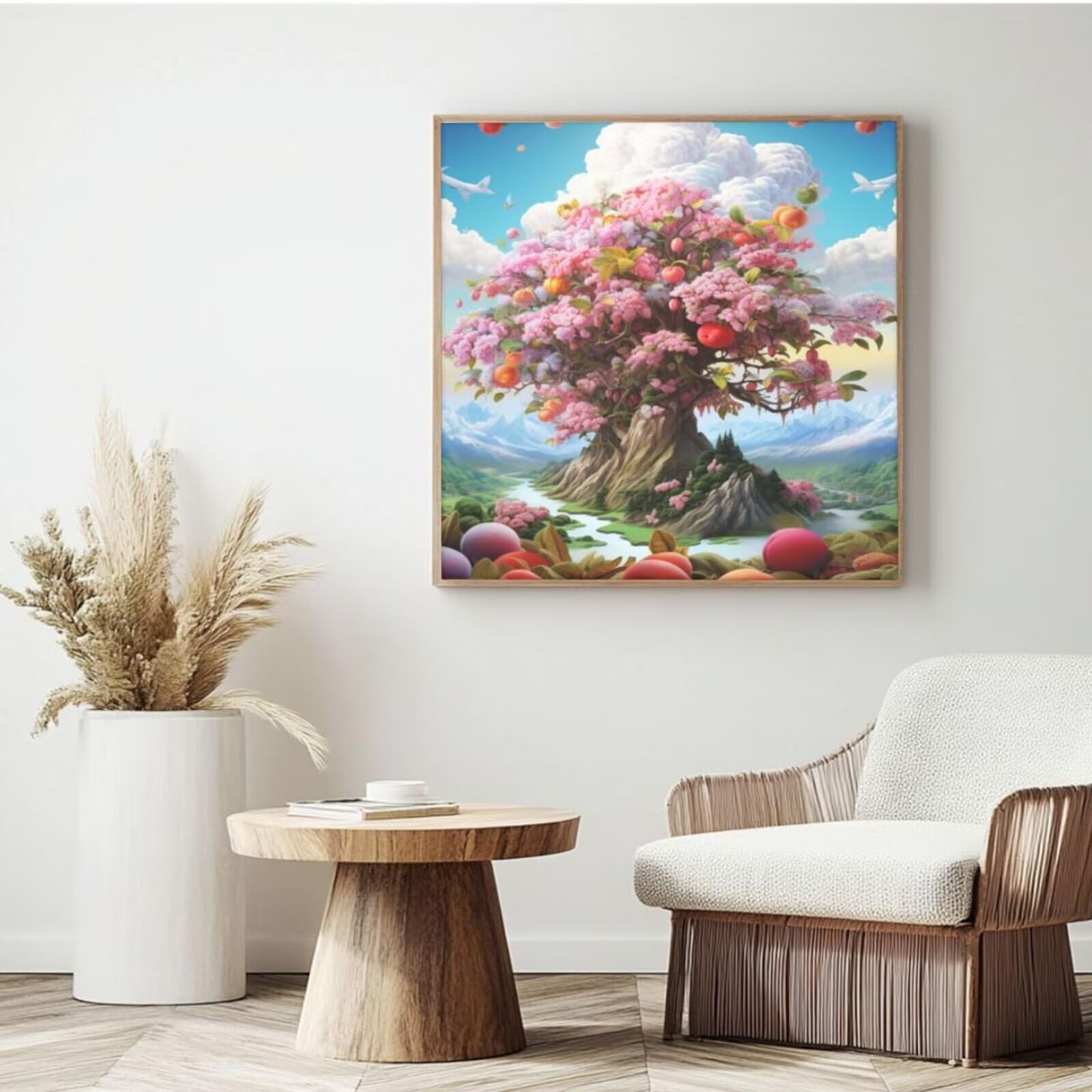 Malen nach Zahlen MK252 Malen-nach-Zahlen-Set für Erwachsene, Motiv: Traum, Lebensbaum, Malen nach Zahlen für Anfänger, Acryl Peinture a Numero mit 6 Pinseln, DIY-Ölgemälde Handwerk für Wanddekoration