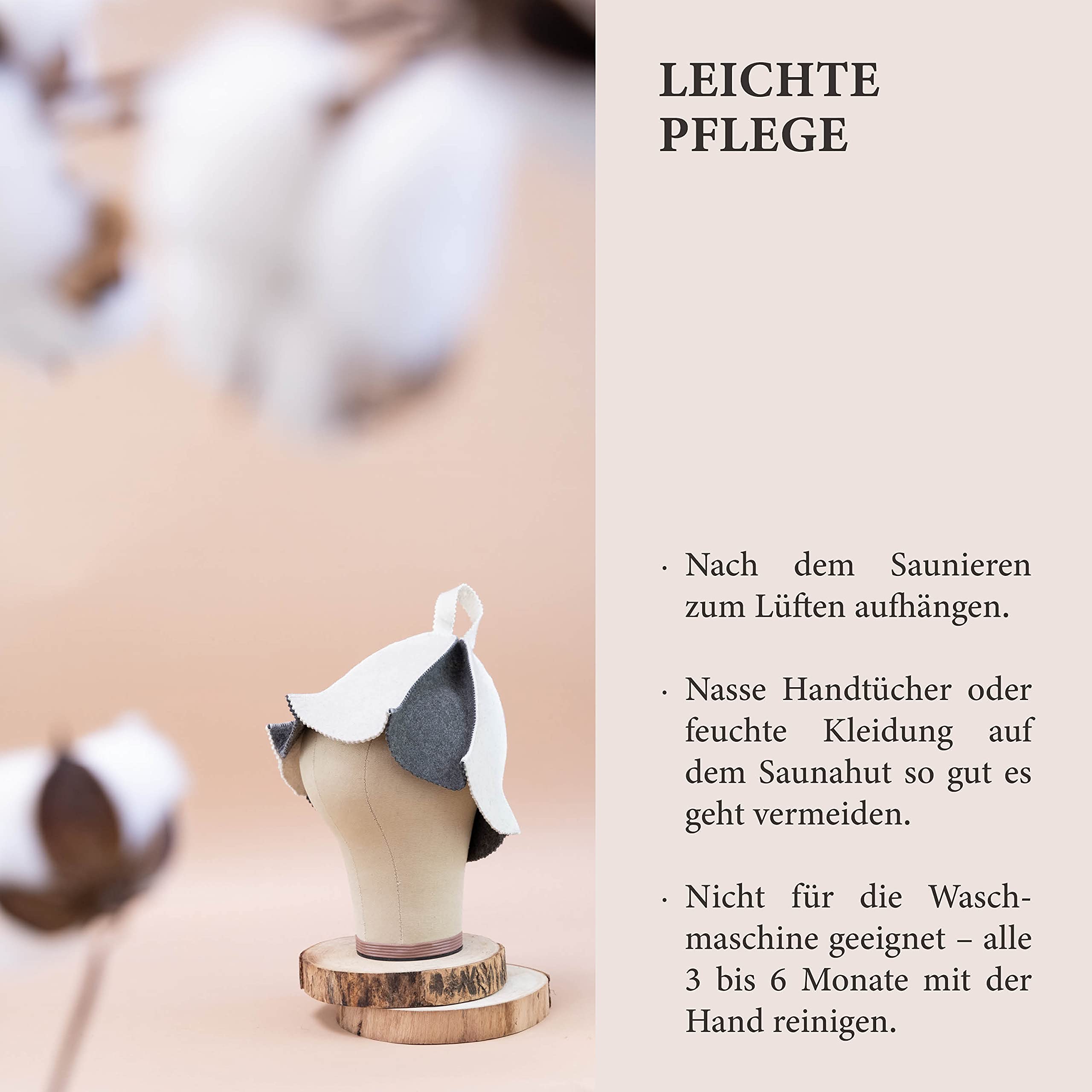 LoWell® czapka do sauny – filcowa czapka dla kobiet i mężczyzn, w zestawie poradnik użytkownika sauny – idealny dodatek do sauny dla wyjątkowego doświadczenia spa – czapka do sauny z motywem Calineczki