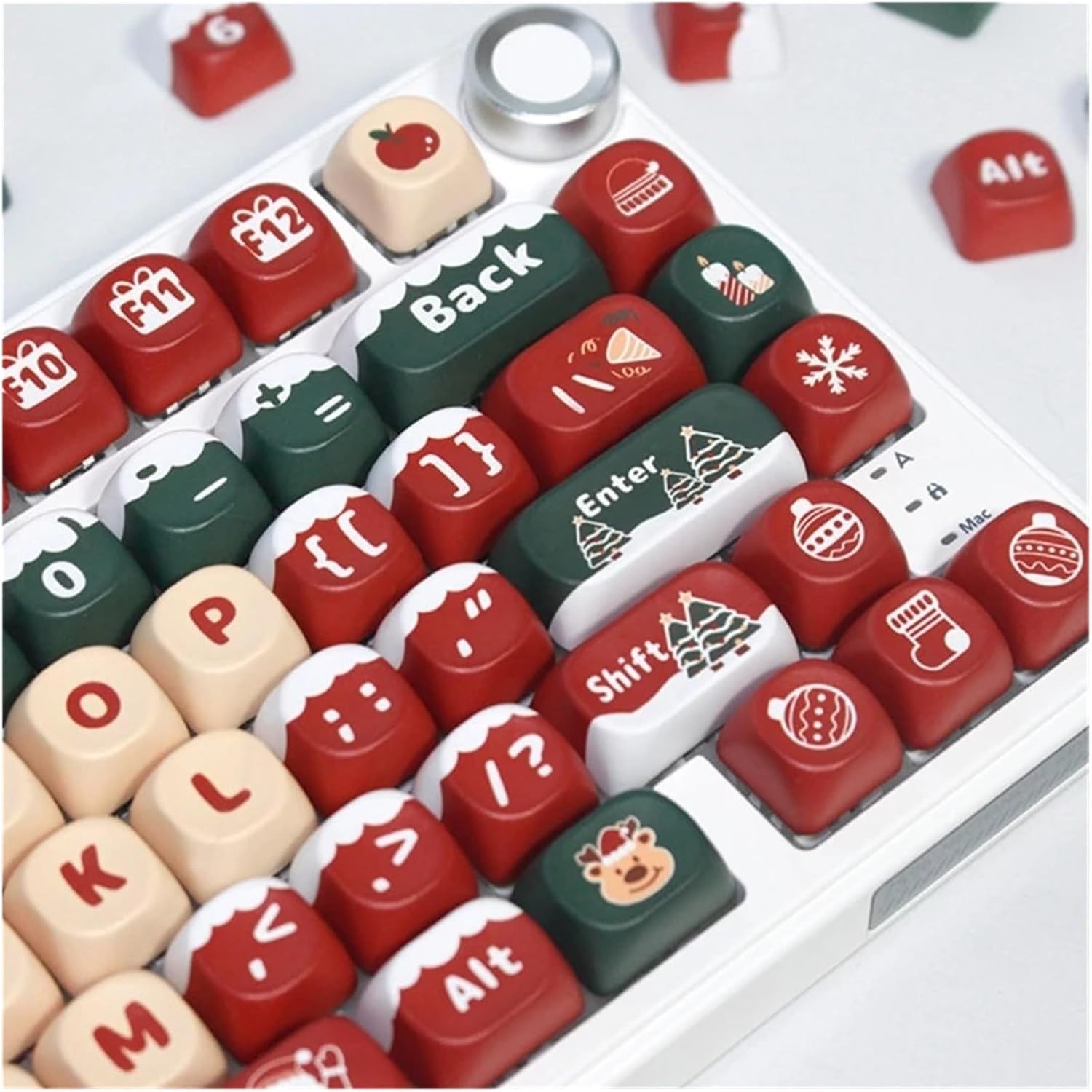 Complete Your Keyboard with Christmas Themed Keycaps Dye-Sublimation ​Keycaps Reduced Errors fit for All Types of Users
