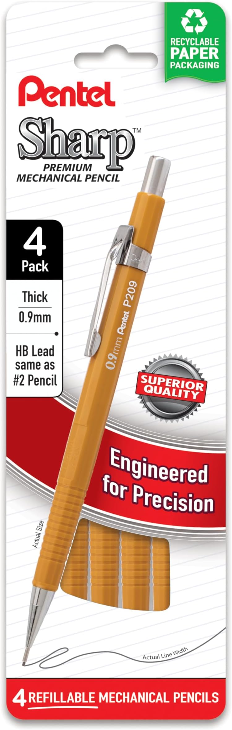 Pentel Sharp P209 Bleistift 0.9mm - Metallic Pink Mit Radiergummi