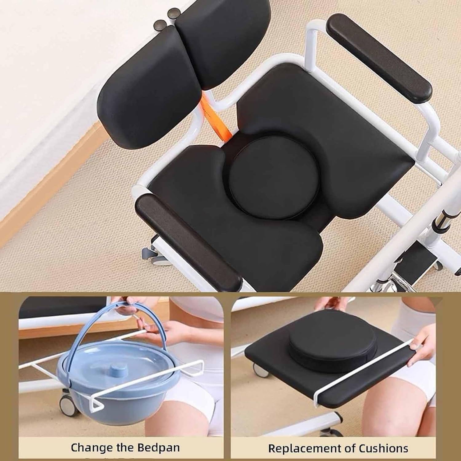 Silla Transferencia Gruas,Elevador Silla Ruedas,180° Asiento Dividido + Elevación Hidráulica,Altura Ajustable + Ruedas con Bloqueo,Hogar/Baño,Personas Mayores/Discapacitados Black