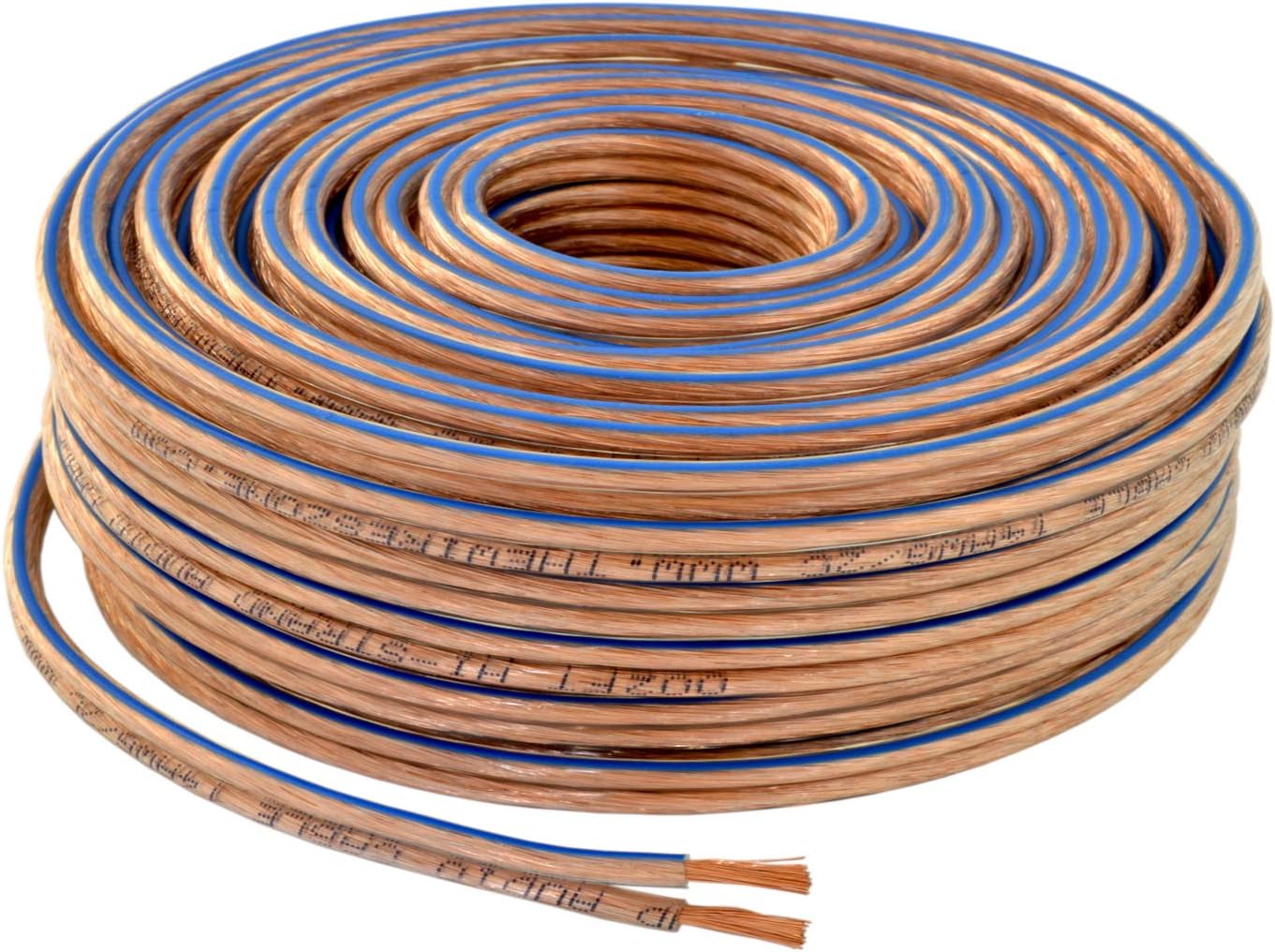 The Wires Zone Car Home Audio Speaker Wire Transparent Clear Cable 16AWG 16/2 Gauge (25 feet)