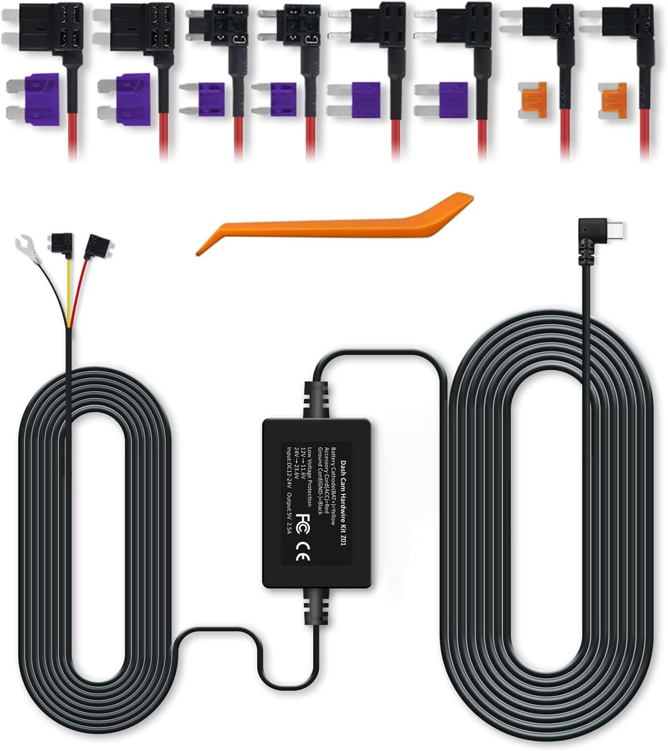 Amazon.com: GMAIPOP Type-C Dash Cam Hardwire Kit, 11.5ft Hard Wire Kit ...