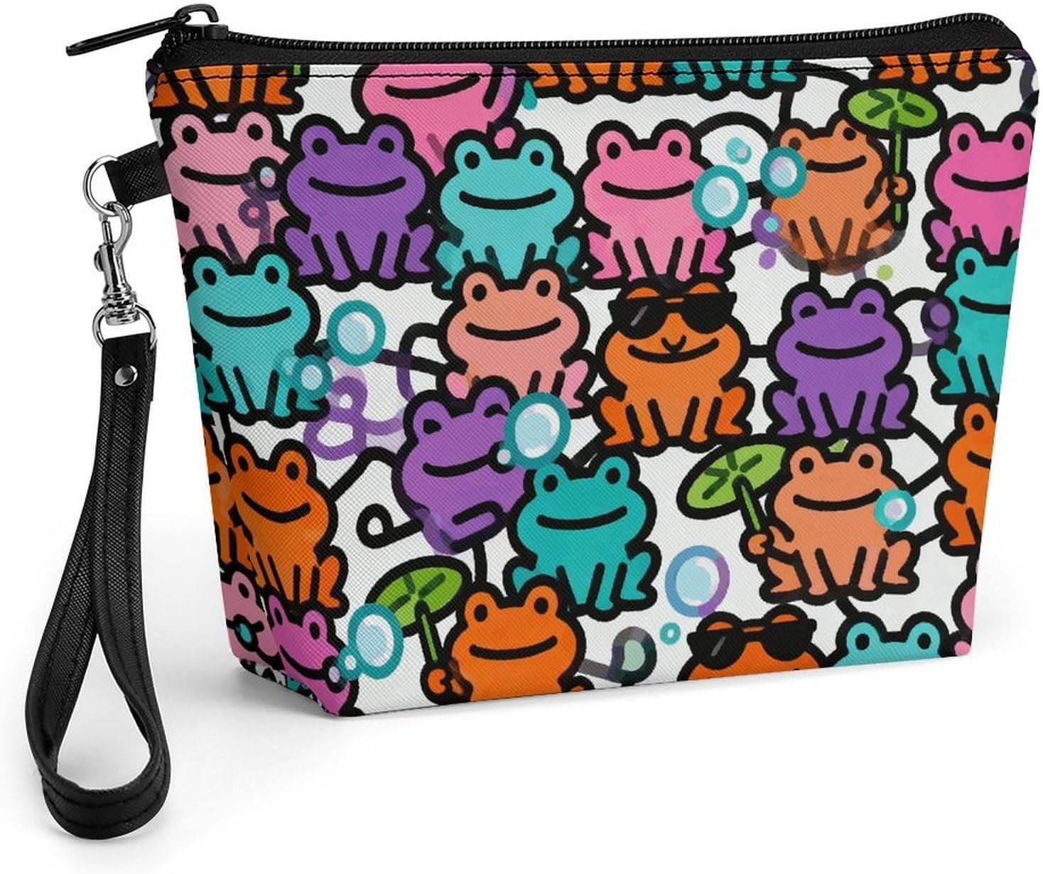 Little Frogs Doodle Travel Makeup Bag Large Capacity Toiletry Bag