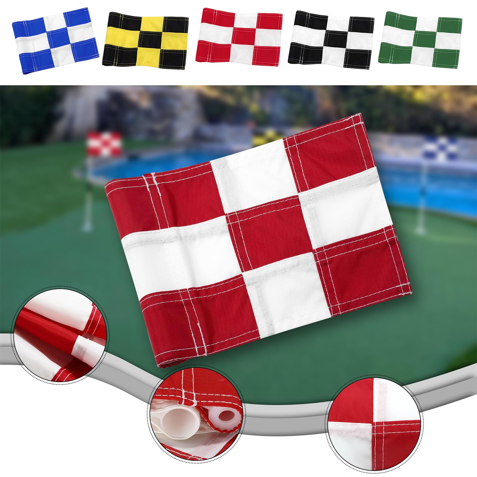 Drapeaux verts de golf résistants aux déchirures - Haute visibilité - Drapeau de golf pour débutants
