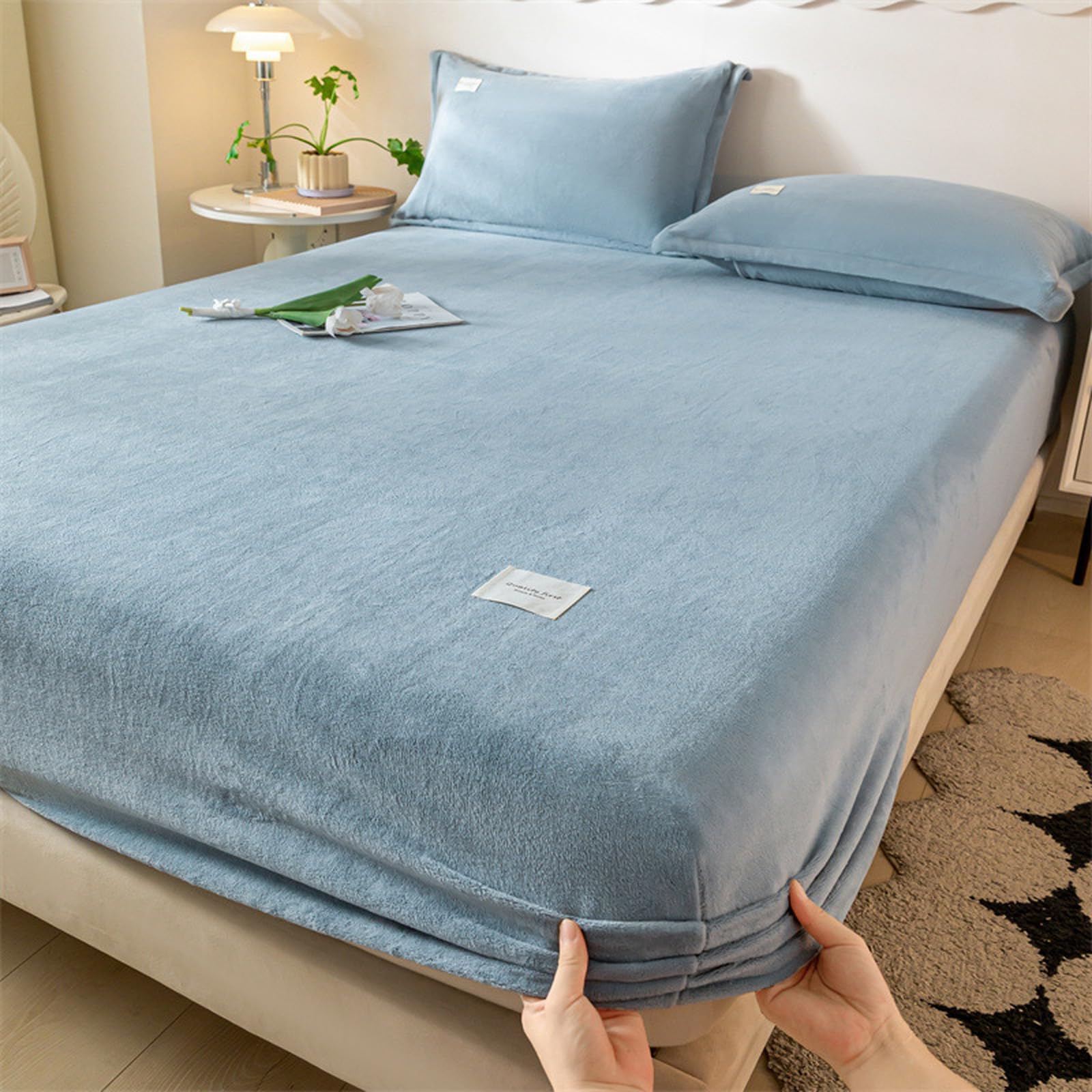 Drap-housse hiver flanelle 100x200 pour lit chaud et super doux