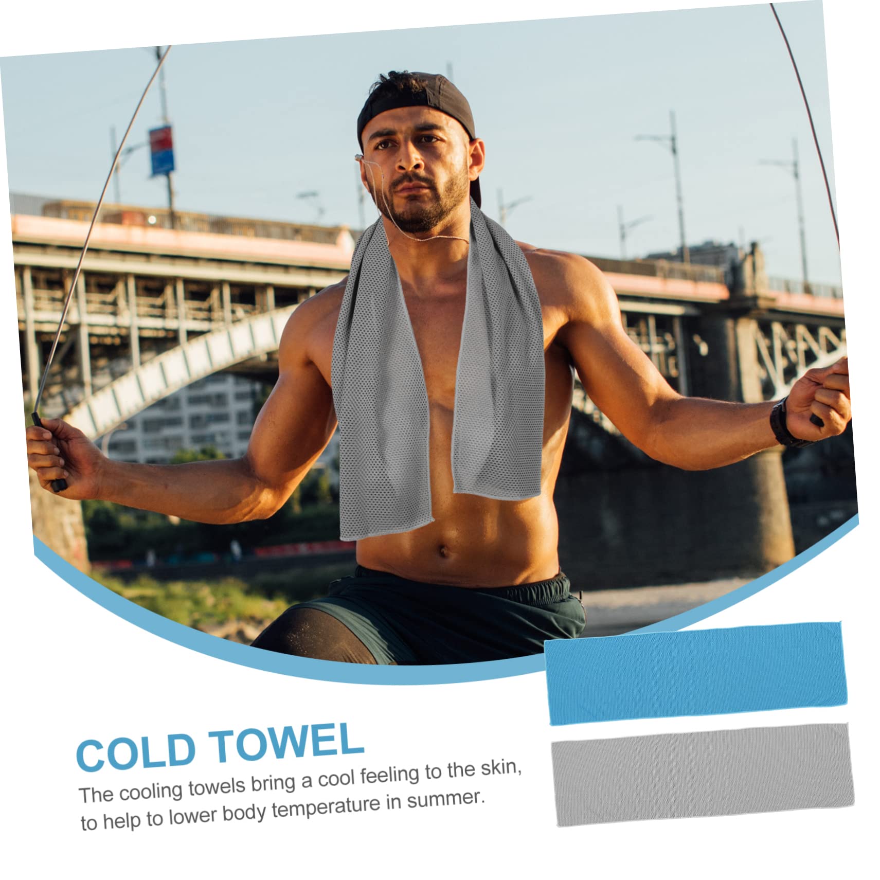 BESTonZON 2Pcs Cooling Towels for Neck Fast Dry Breathable Sports Towels Lightweight for Outdoor Activities Gym Running Beach Camping