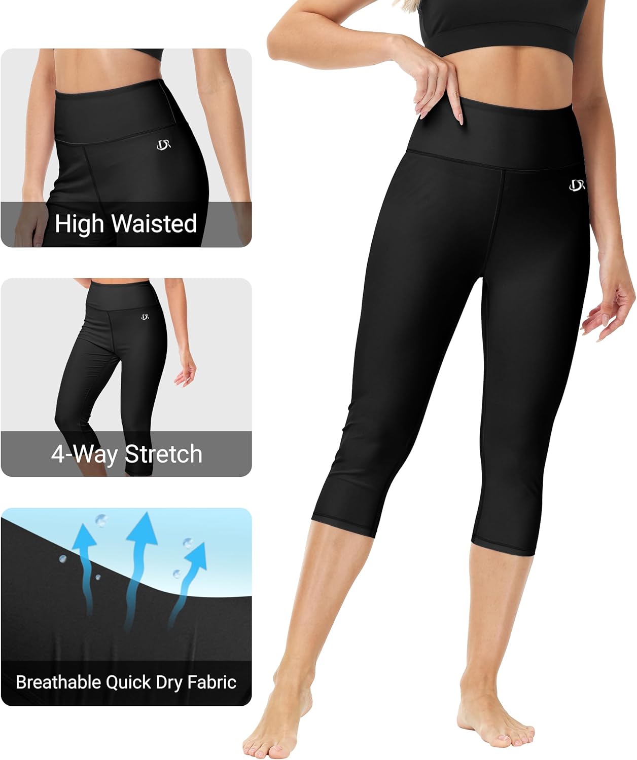 Deerose Swim Pants for Women Swim Capris High Waisted Sun Protection UPF 50+ Long Swimming Leggings Shorts - Image 4
