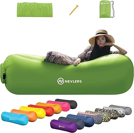 Nevlers Inflatable Lounger Air Sofa - Portable Inflatable Couch for Camping, Outdoor Movie Seating | Easy to Use Air Couch Inflatable | Inflatable Chair Camping Accessories - Green Inflatable Sofa Nevlers Inflatable Lounger Air Sofa - Portable Inflatable Couch for Camping, Outdoor Movie Seating | Easy to Use Air Couch Inflatable | Inflatable Chair Camping Accessories - Green Inflatable Sofa