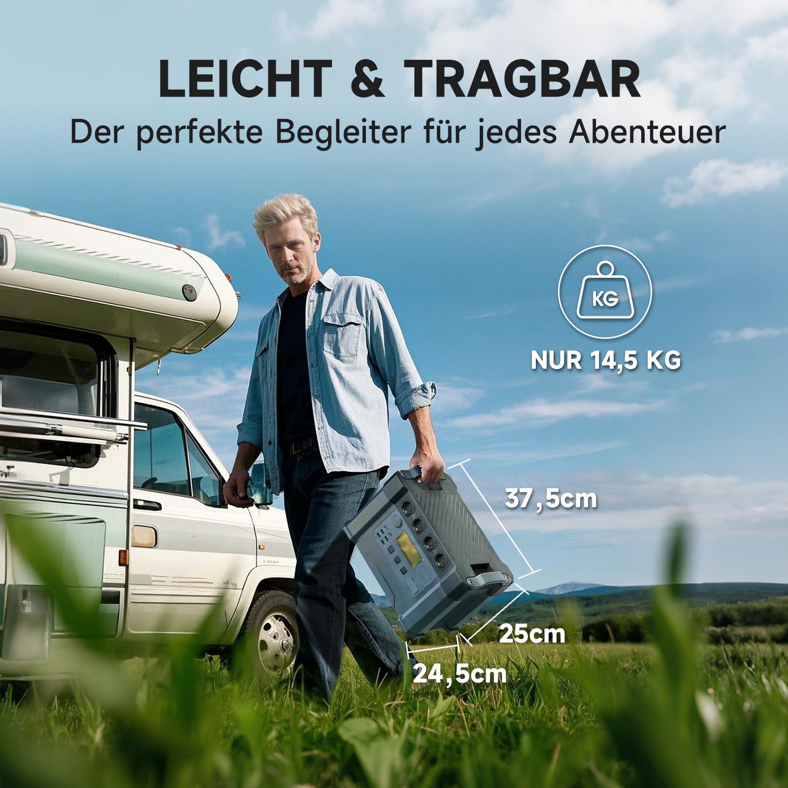 ALLPOWERS S2000 Pro Tragbares Powerstation mit 200W Faltbares Solarpanel, 1451Wh 2400W (4000W Überspannung) AKKU Solargenerator Mobiler Stromspeicher Power Station für Notstrom Camping Wohnmobile
