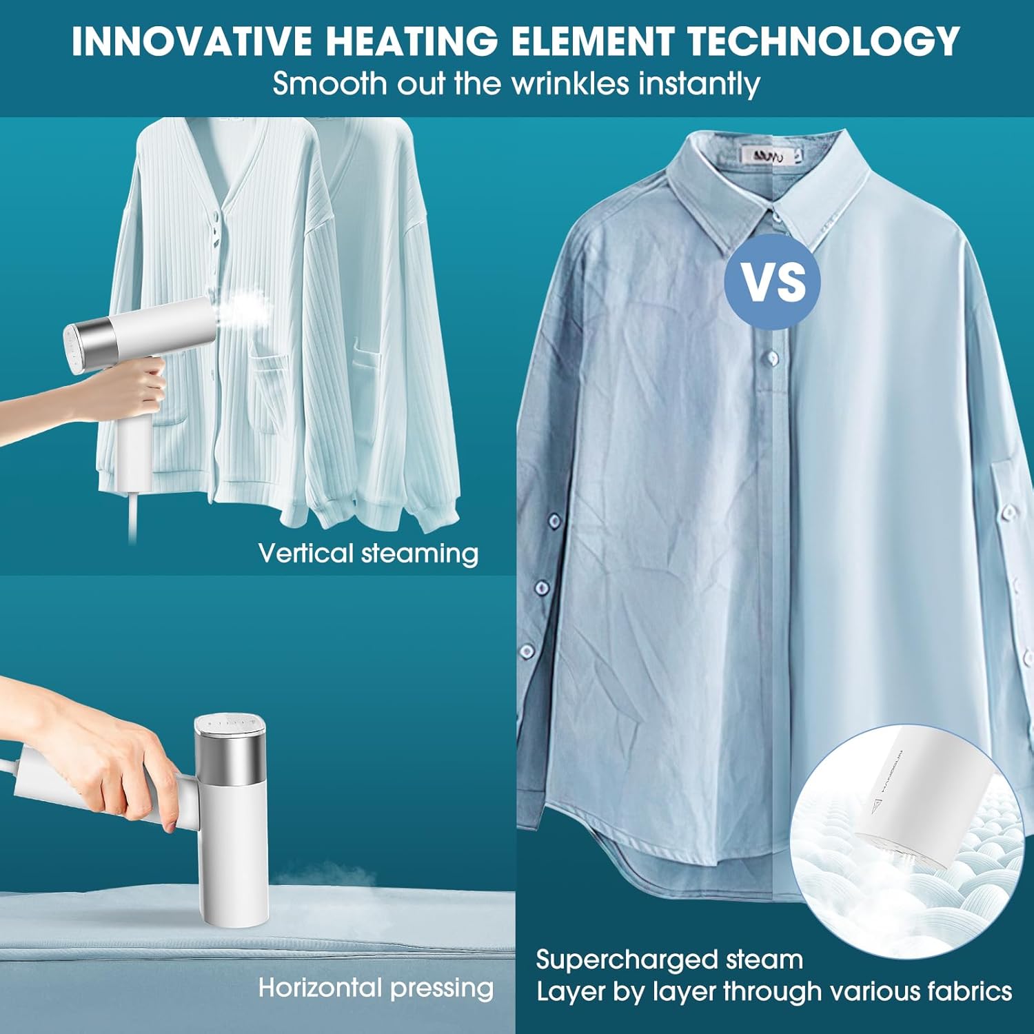 Demonstration of vertical and horizontal steaming