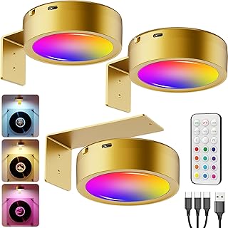 RGB Wireless Picture Light, 2600 mAh Battery Picture Lamp Without Power, LED Spot USB Rechargeable with Remote Control, Pi…
