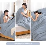 COTTEBED Solid Comforter Queen Set for Mens Women - Soft Thin Washed Cotton Ligtht Weight Full Sized Bedding Down Alternative Comforters Sets with 2 Pillow Shams (Light Dusty Blue,Queen/Full)