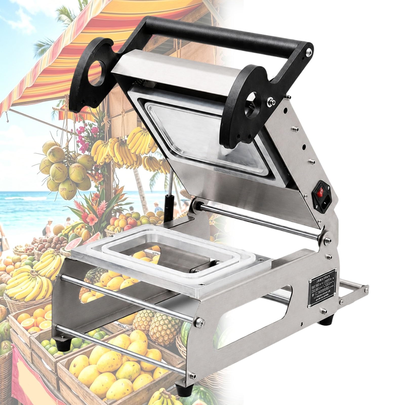 Selladora Térmica Comercial De Acero Inoxidable, Máquina Semiautomática Para Sellar Bandejas De Alimentos, Máquina Para Envasar Comida Para Llevar, Máquina Selladora Manual De Bandejas(200x140mm)