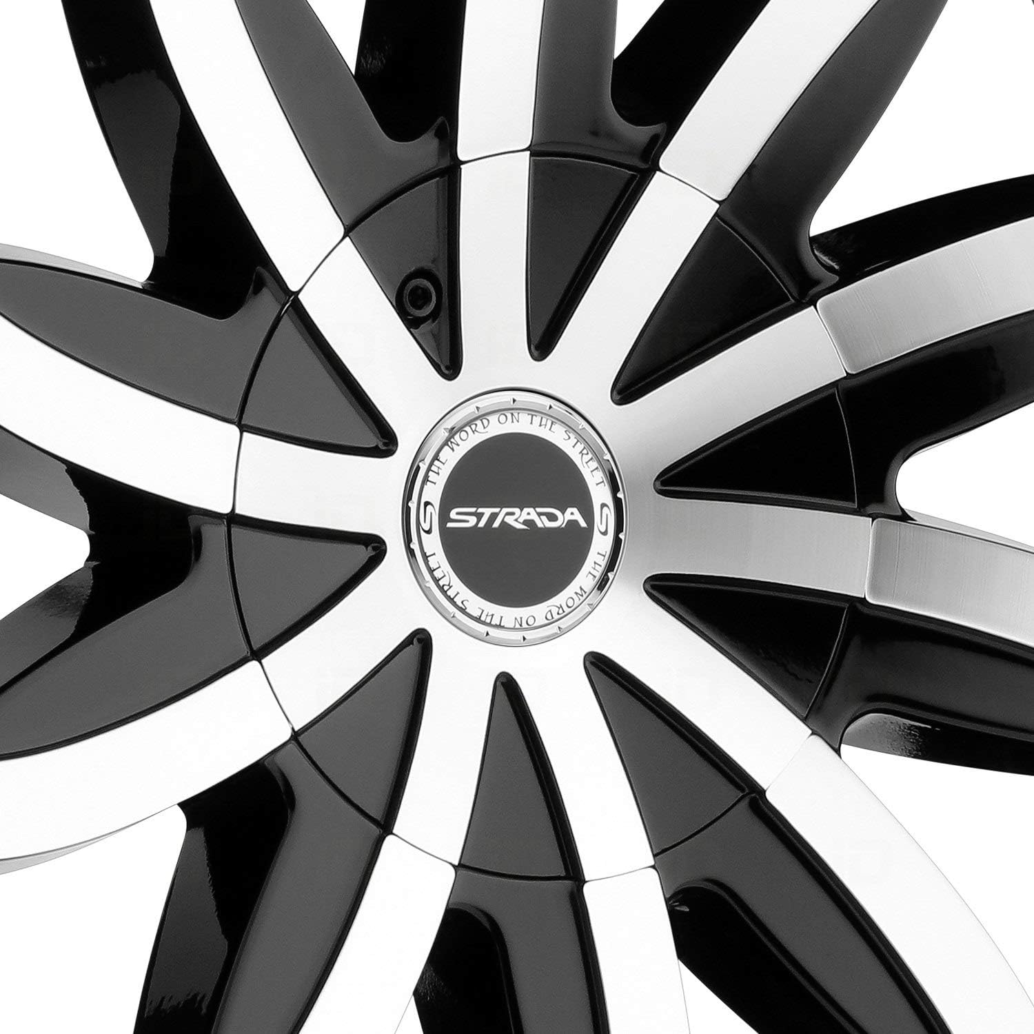 STRADA HURACAN Custom Wheel - 24x10, 15 Offset, 5x114.3 Bolt Pattern, 78.1mm Hub - Gloss Black with Machined Face Rim