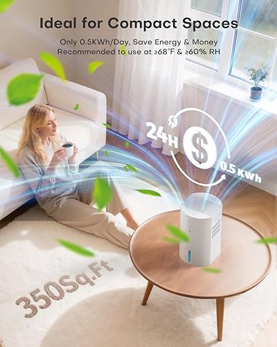 Miniatura 3 de Deshumidificadores para el hogar, deshumidificador de 35 onzas para baño con apagado automático, deshumidificador silencioso para dormitorio,