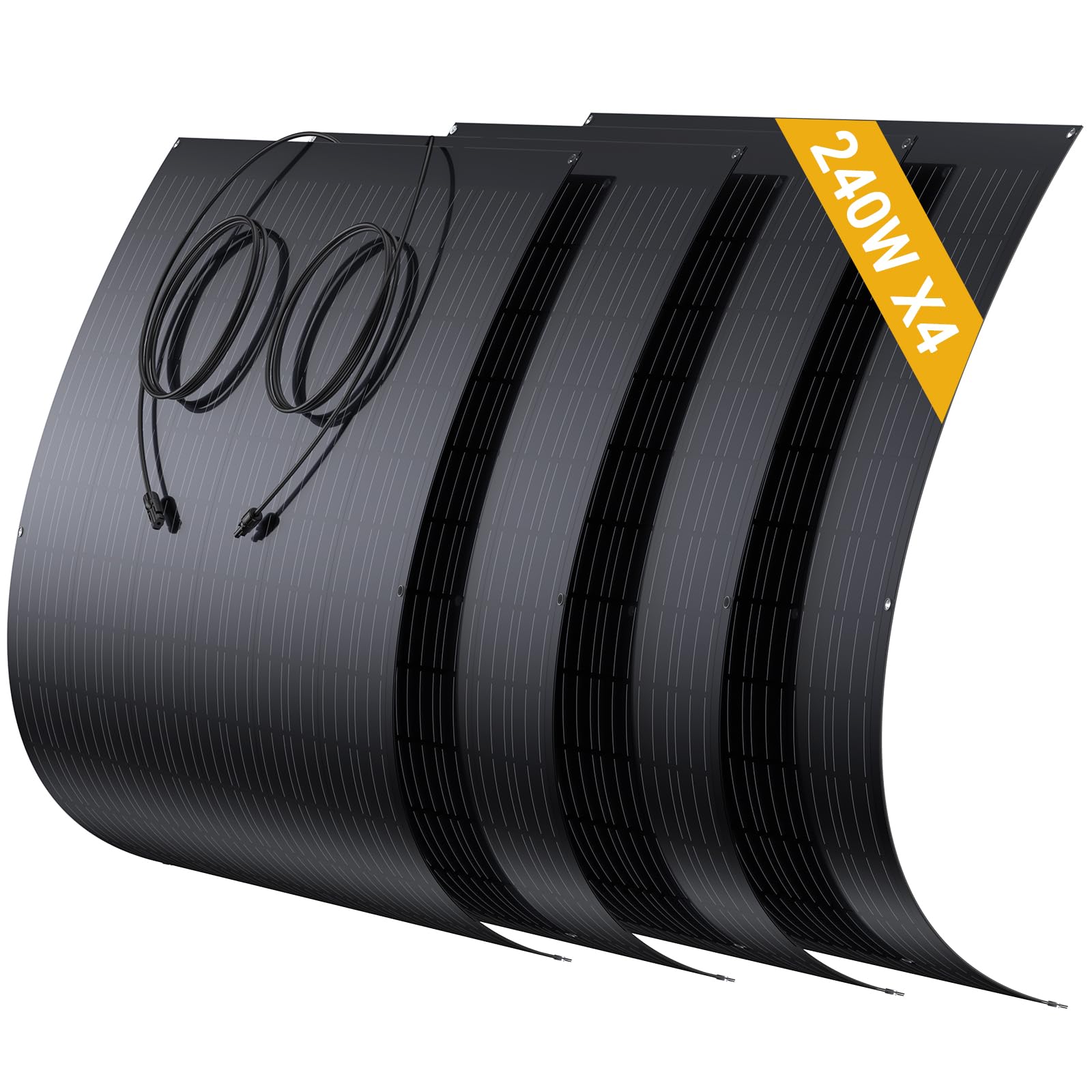 Kit Pannelli Solari per Balcone, 960W, 4 Pannelli Flessibili da 240W, Efficienza 18%, Plug & Play