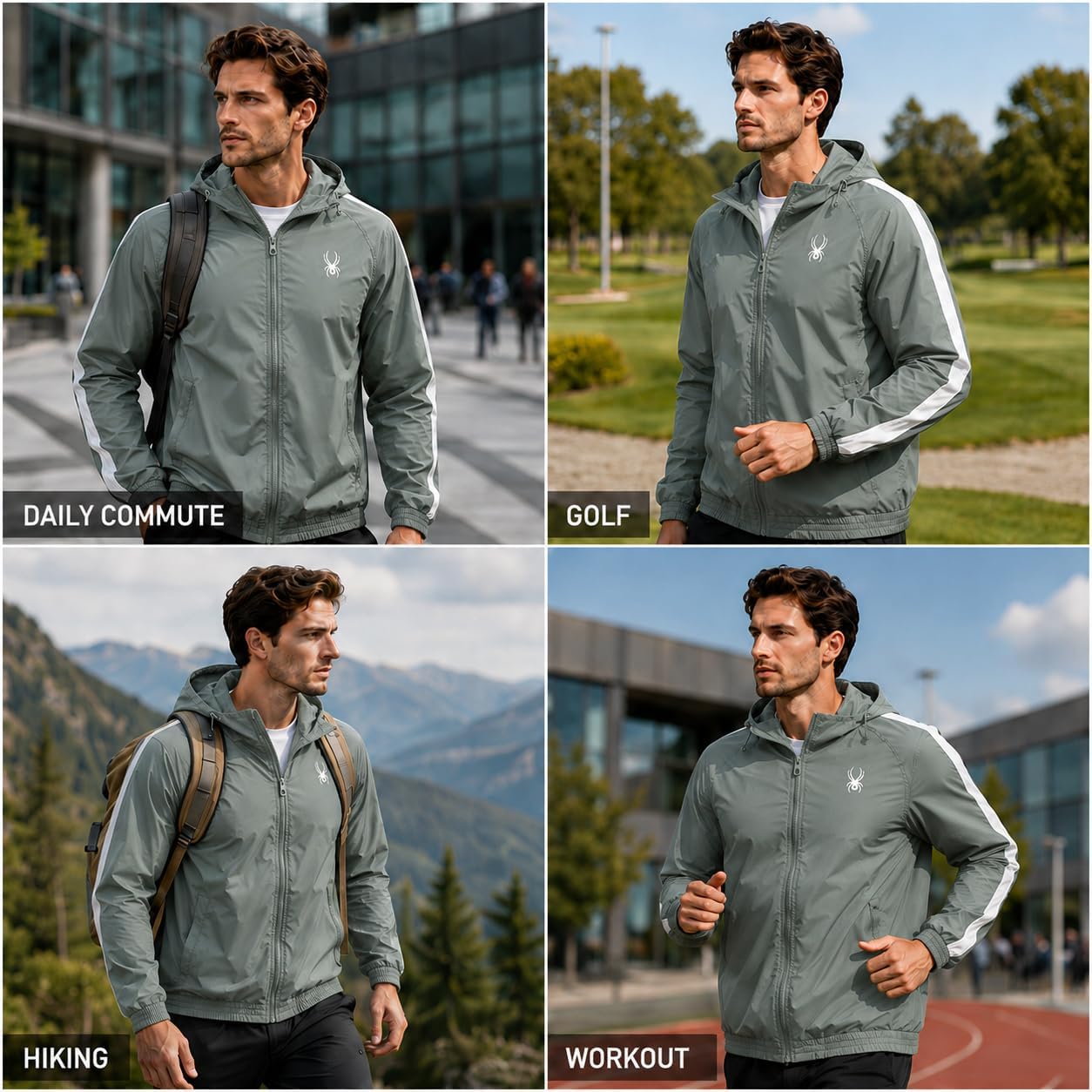 Spyder Mens Windbreaker Jacket - Lightweight Breathable Wind Water Resistant Zip Up Jacket with Hood for Running Golf Hiking
