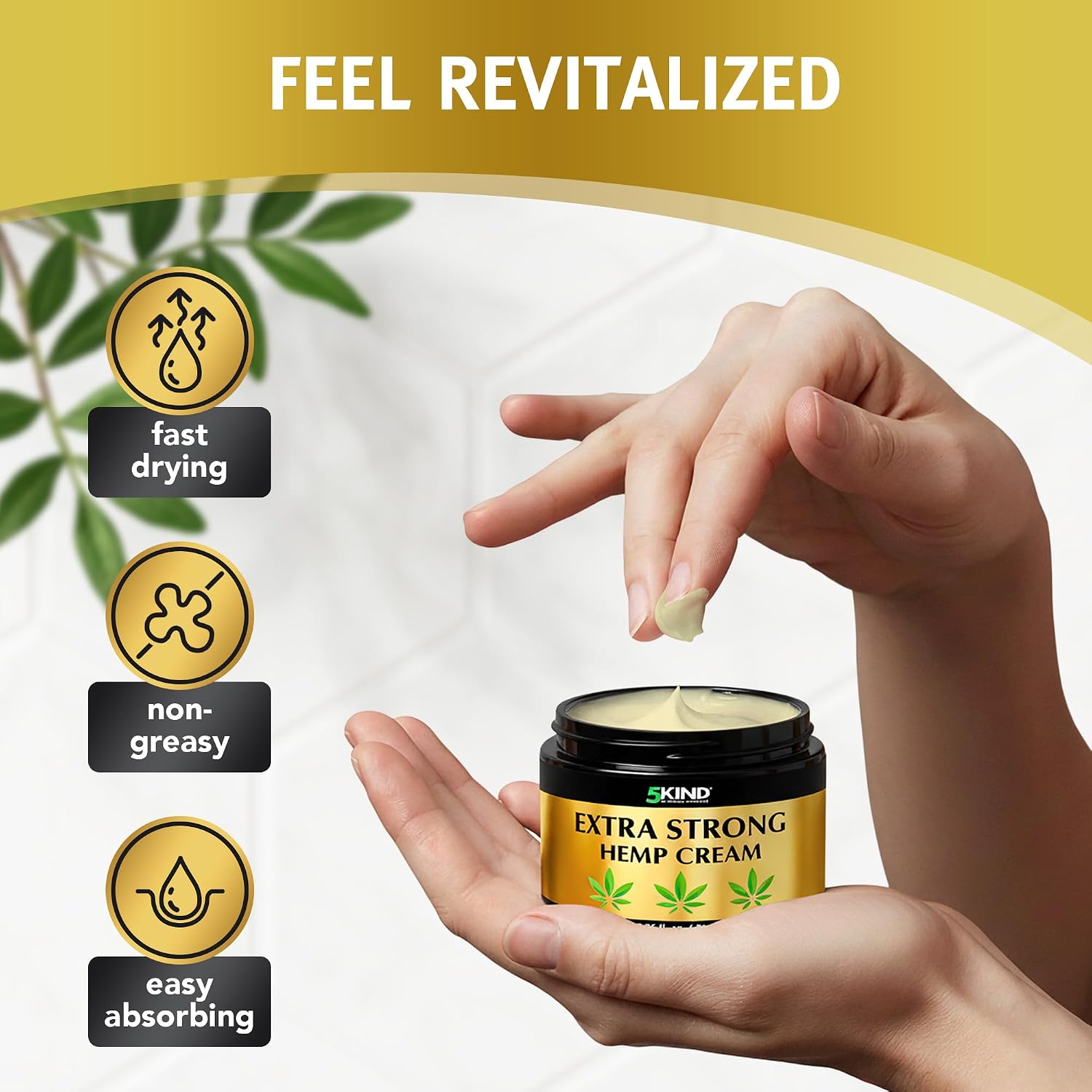 5kind Extra Strong Hemp Cream 6.76 fl oz - Maximum Strength - Natural Topical Cream - Muscle Rub for Lower Back, Joints, Neck, Knees, Shoulders