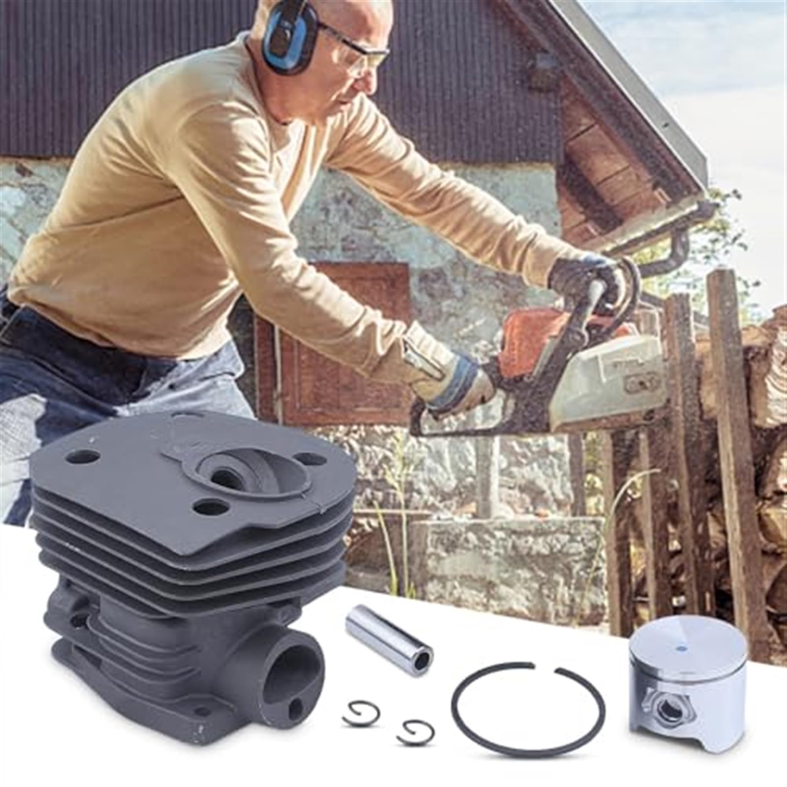 44MM zestaw uszczelek tłoka cylindra piły łańcuchowej, do Husqvarna, 351 353 346XP łożysko igiełkowe wlotowe zestaw do regeneracji silnika