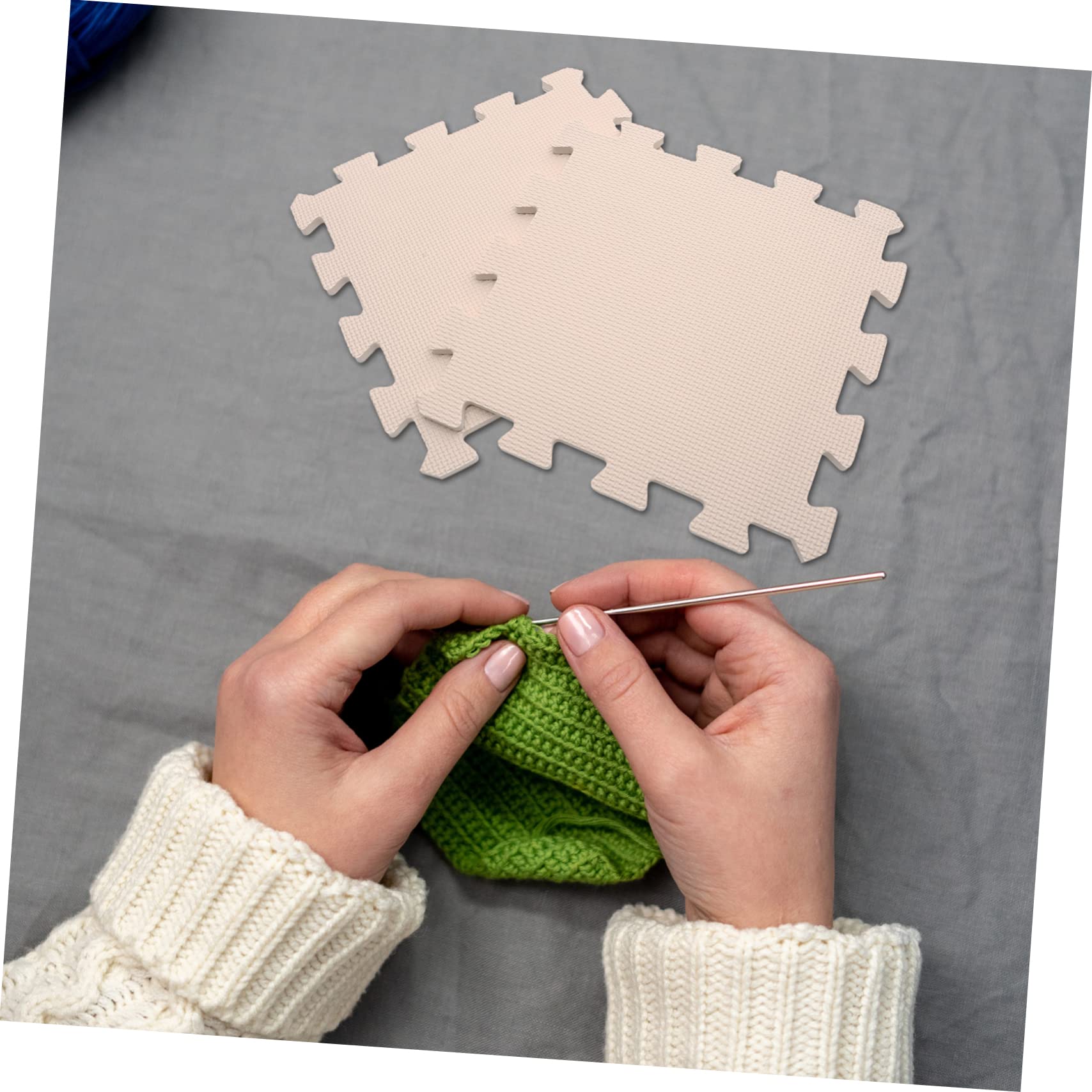 DOITOOL 9pcs Knitted Mat Blocking Board Kit Square Blocker Crochet Wet Blocking Mat for Knitting Foam Lightweight Portable