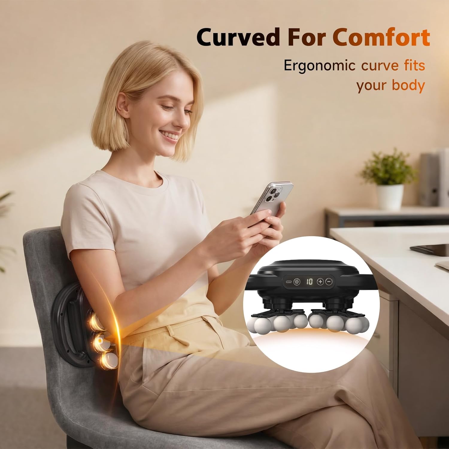 UOTT Curved 24-Head Massage Gun Deep Tissue, Ergonomic Back Massager for Pain Relief, Neck, Leg & Foot Massager Tool with 9 Modes & 9 Levels for Full Body Muscle Recovery and Relaxation - Image 2