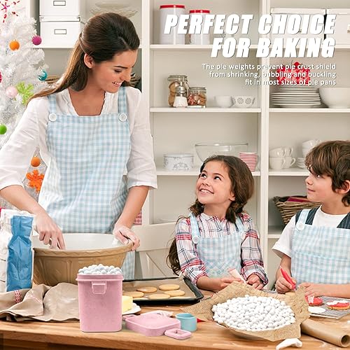 Miniatura 7 de Pesas de cerámica para tartas, 2.2 libras, pesos de pastel de 0.394 pulgadas para hornear ciegos, pesos naturales reutilizables para tartas con