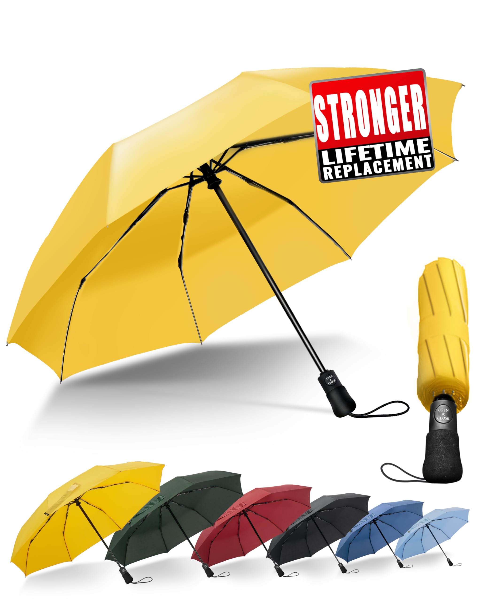 Chakipee Travel Compact Umbrella Windproof - Portable Automatic for Rain, Folding Umbrella for Men and Women, Portable 210T Fabric