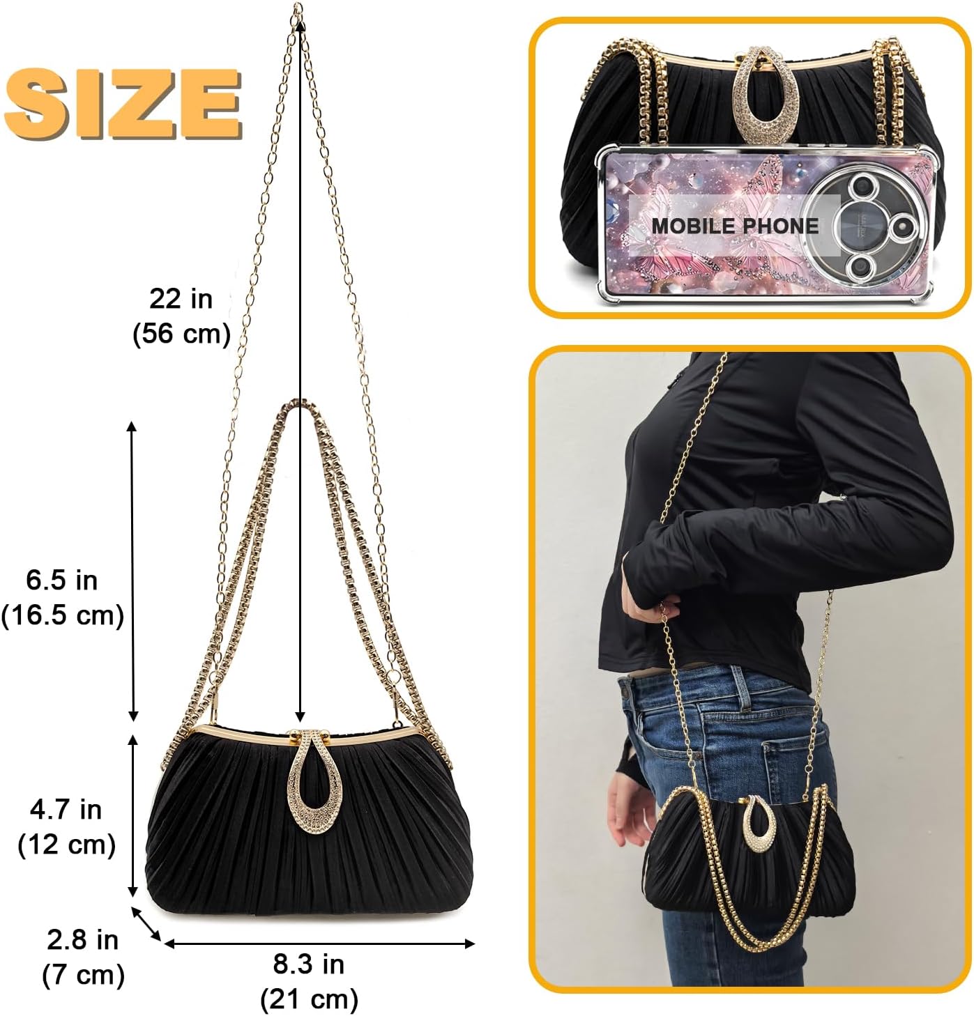 Evening Clutch Purses For Women Formal Satin Dress Handbag for Wedding Party Elegant Small Shoulder Bag - Image 5