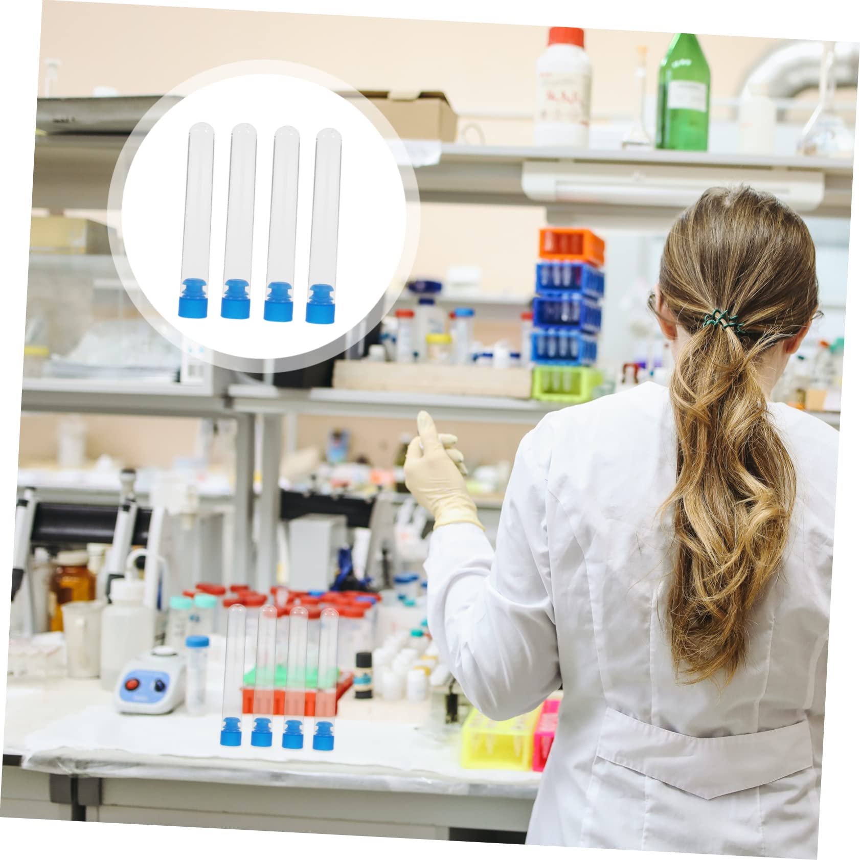 MUCKLILY Leak-Proof Plastic Test Tubes 50pcs Screw Caps Blue Light Lab Tubes Storage Tubes for Travel Beauty Products