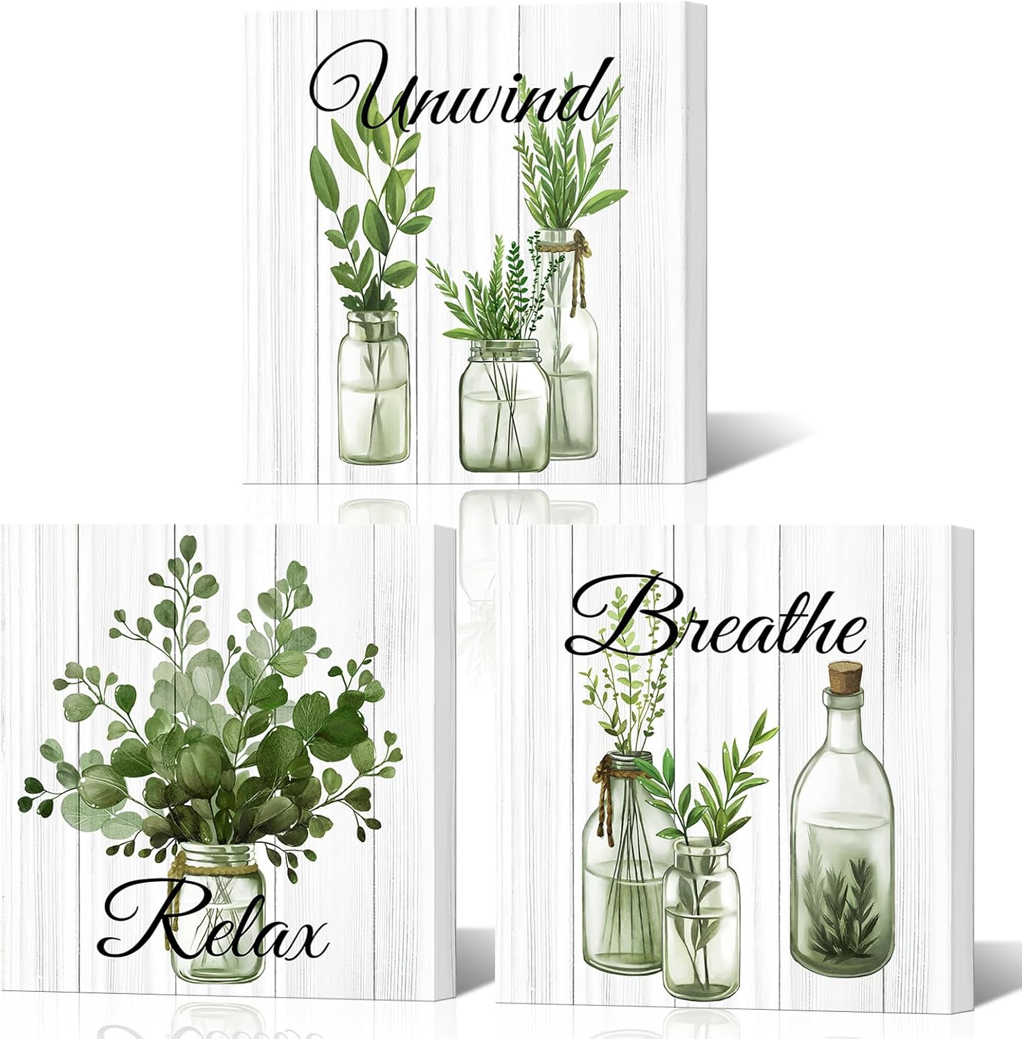 NutArtPic Sage Botanical Wall Art Eucalyptus Leaf Picture Sage Green Botanical Plants Paintings For Bathroom Living Room Bedroom Office (Sage Green)