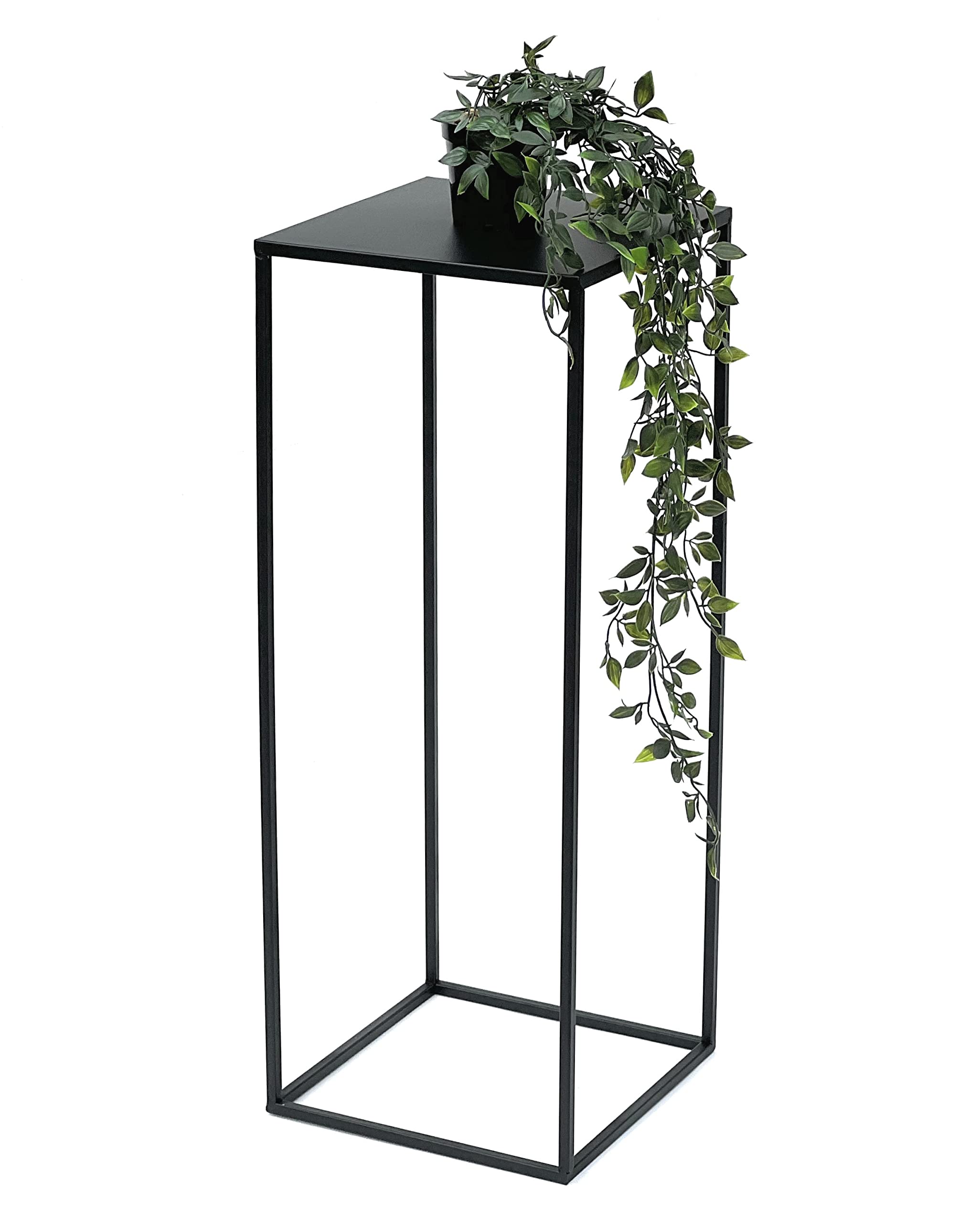 DanDiBo Tabouret à fleurs en métal noir, rectangulaire, 50-70 cm, table basse 96315 avec colonne de fleurs, support moderne pour plantes (70 cm)