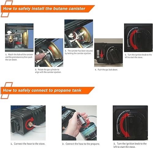 Miniatura 7 de Estufa de camping al aire libre, cocina de gas portátil para RV, portón trasero, picnic, quemador plegable para mochileros con control de llama para