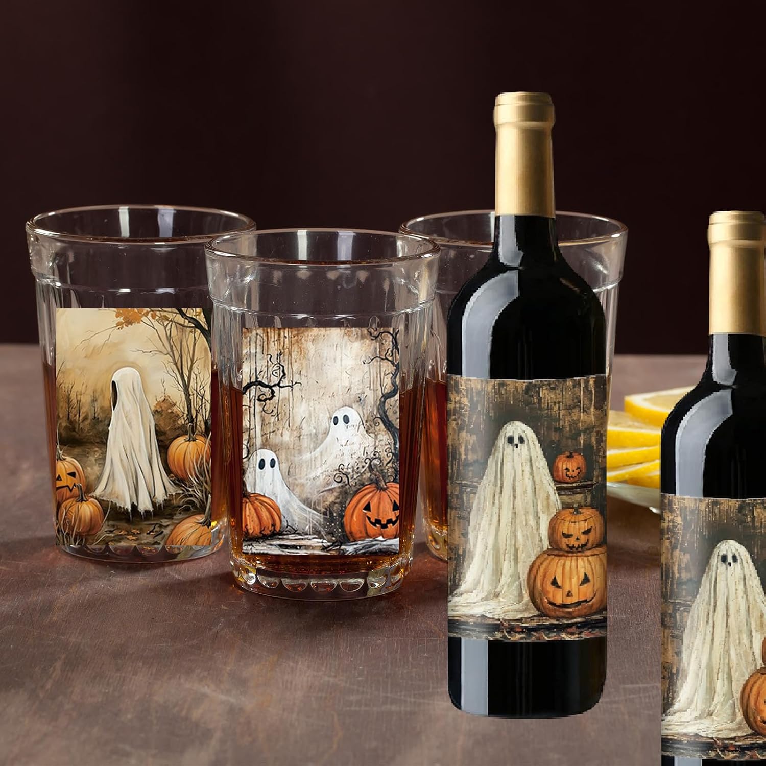 Halloween Wine Bottle Labels Stickers Waterproof Wine Label Sticker Ghost Festival decoration sticker tags 8styles Halloween parties Wine Bottle stickers