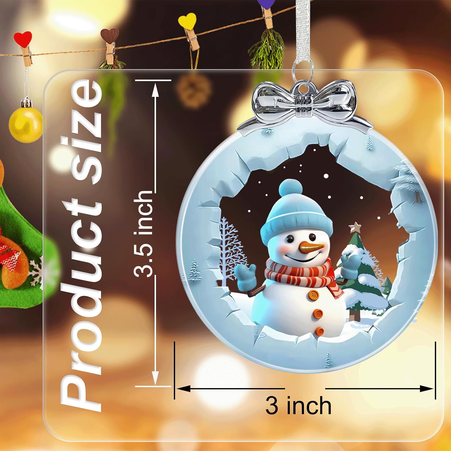 Snowman Ornaments for Christmas Tree Crystal Glass, Snowman Christmas Ornaments Xmas Decorations, Holiday Keepsake Present Exchange Ideas - Image 3