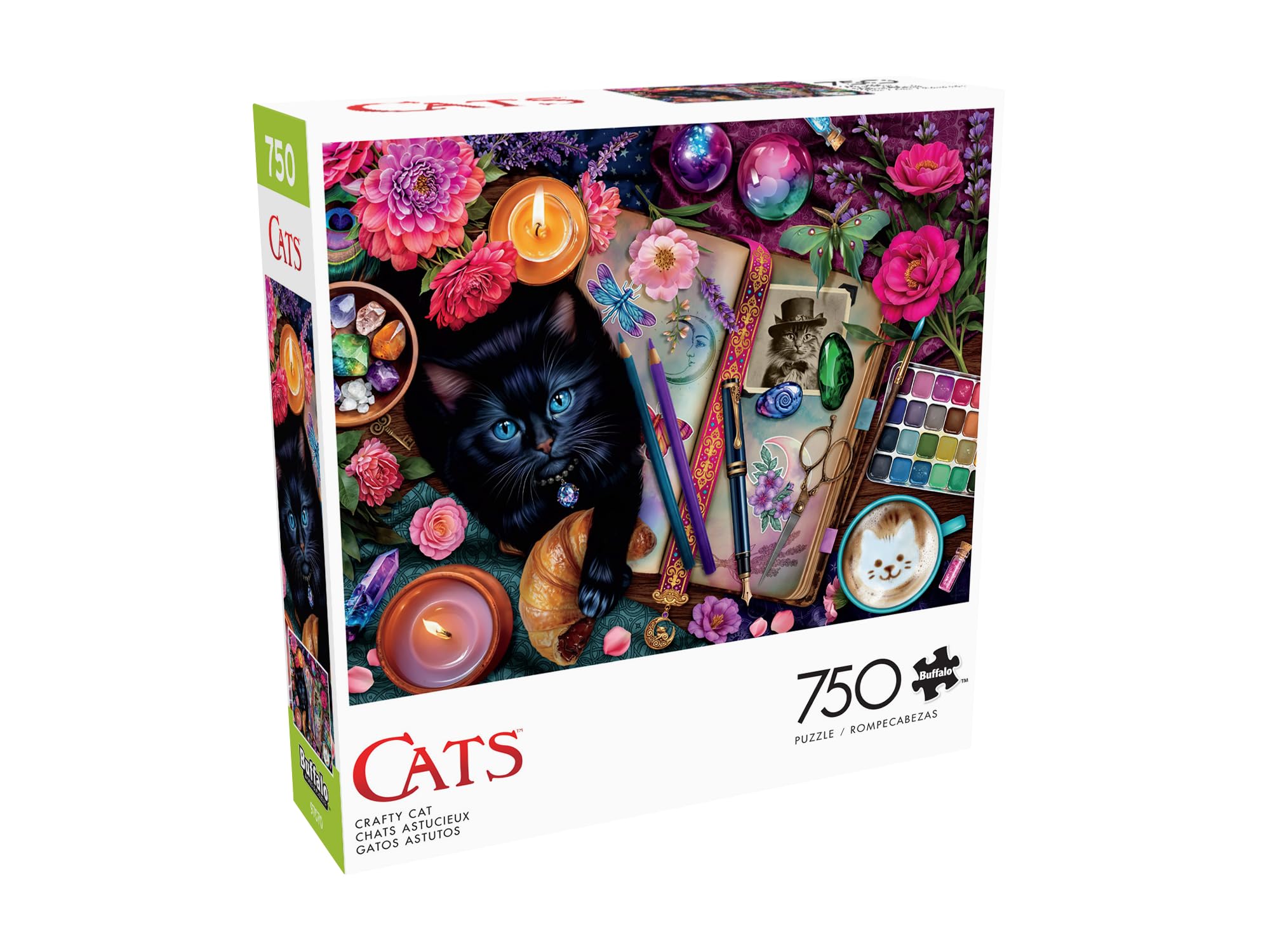 Buffalo Games Crafty Cats 750 Piece Cat Jigsaw Puzzle, Adult Puzzle, Poster | Art by Brigid Ashwood, Made in USA, Recycled Board, Finished Size 24 x 18 in, Includes Poster, Giftable, Frameable Art